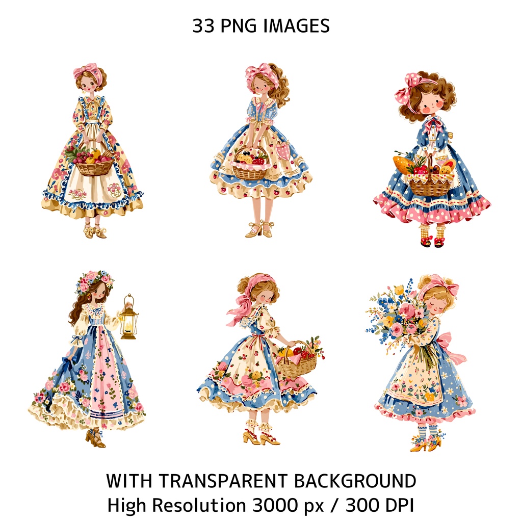 ふんわり春色ガールズ クリップアート