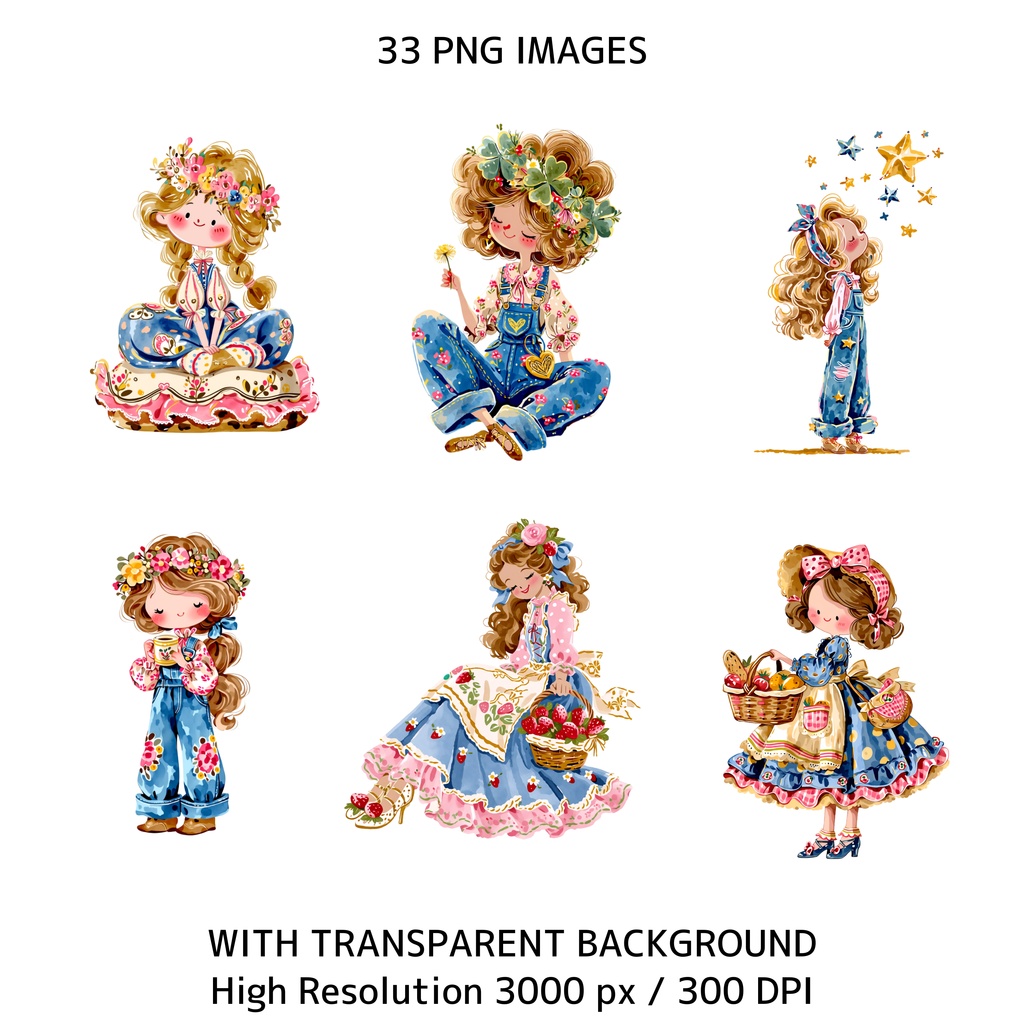 ふんわり春色ガールズ クリップアート