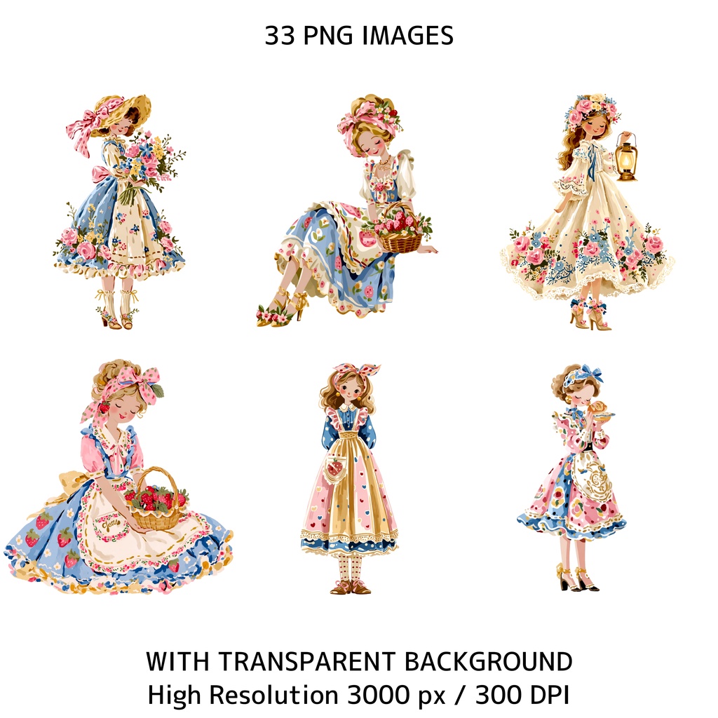 ふんわり春色ガールズ クリップアート