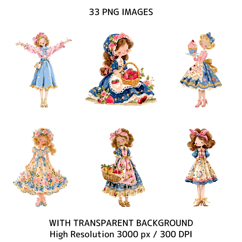 ふんわり春色ガールズ クリップアート