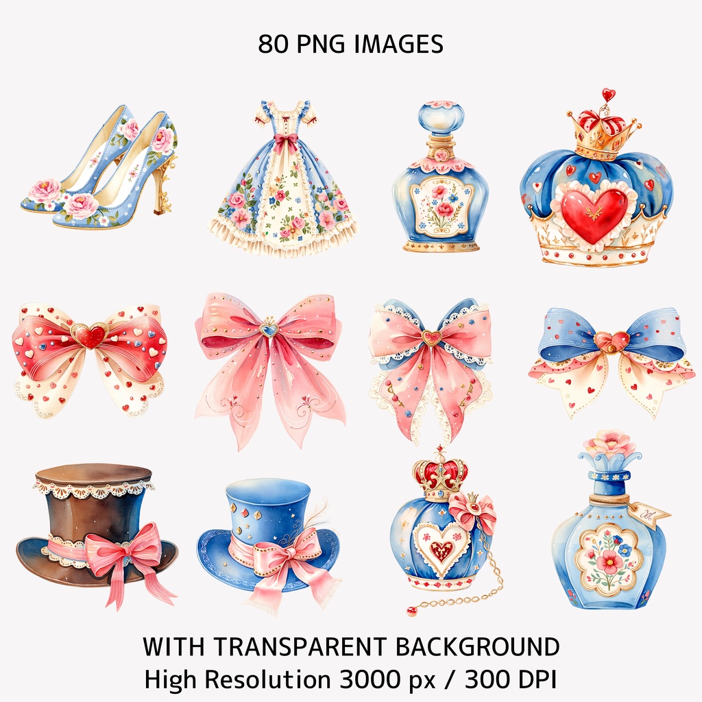 アリスと時計の水彩イラスト|不思議の国風クリップアート