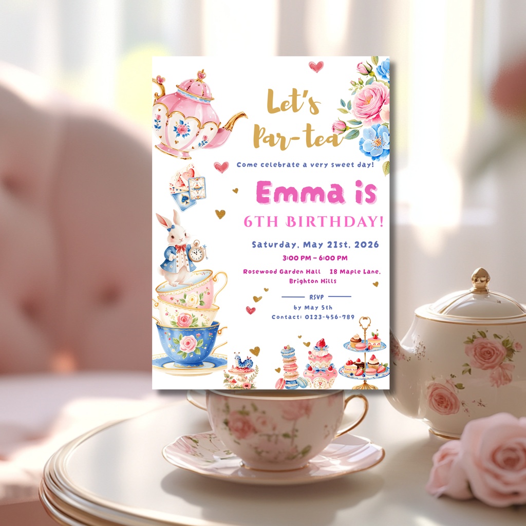 アリスと時計の水彩イラスト|不思議の国風クリップアート