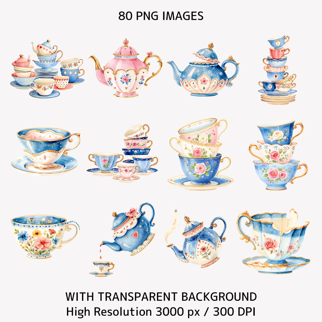 アリスと時計の水彩イラスト|不思議の国風クリップアート