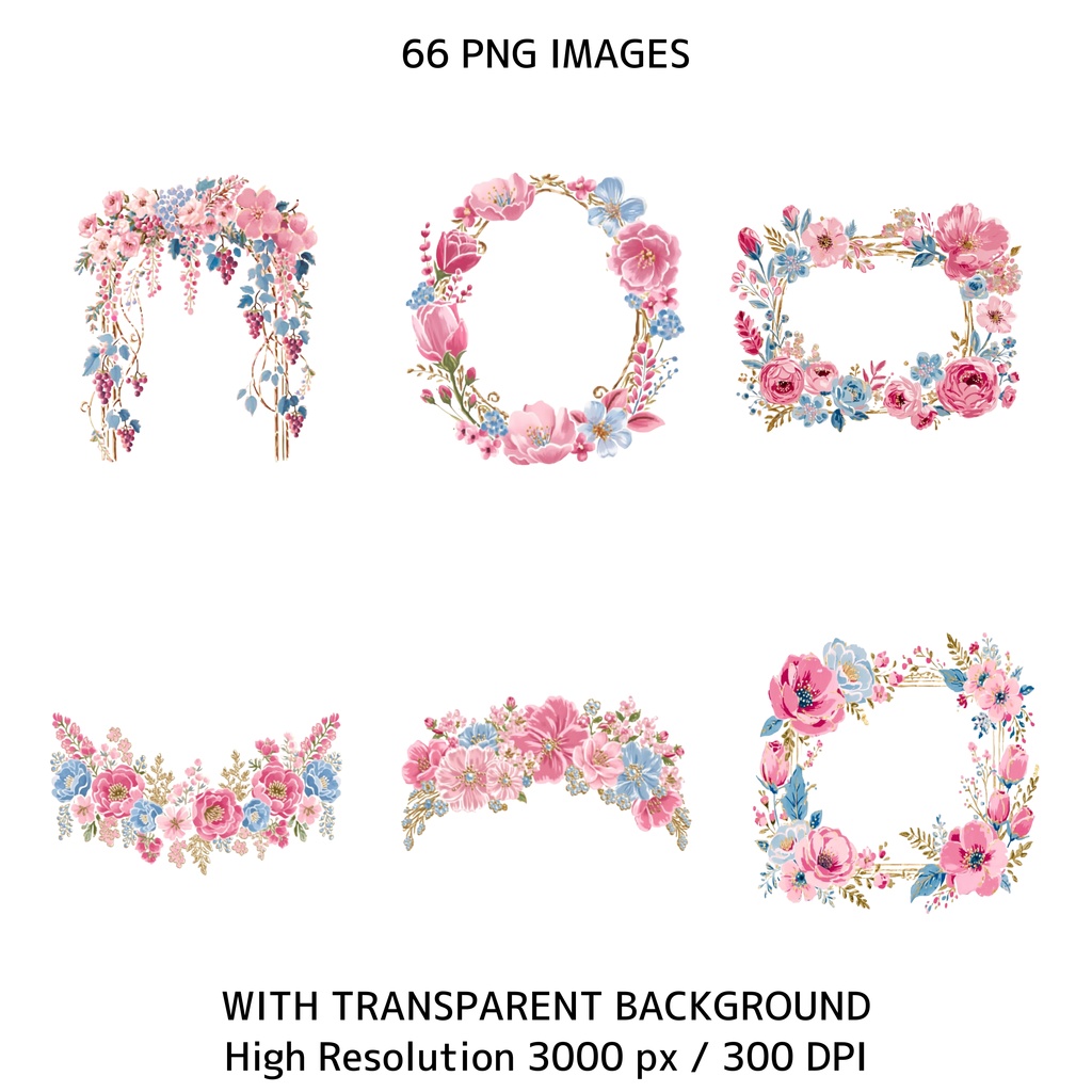 ピンクのウエスタンウェディング イラスト素材セット