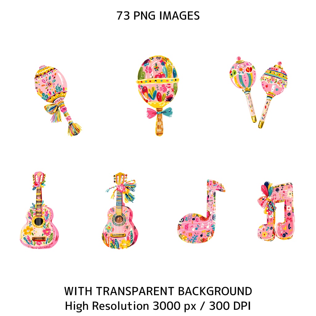 メキシカンフィエスタ クリップアート素材集|73点 PNG 背景透過|Cinco de Mayo / Fiesta Clipart