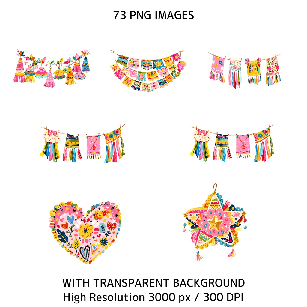 メキシカンフィエスタ クリップアート素材集|73点 PNG 背景透過|Cinco de Mayo / Fiesta Clipart