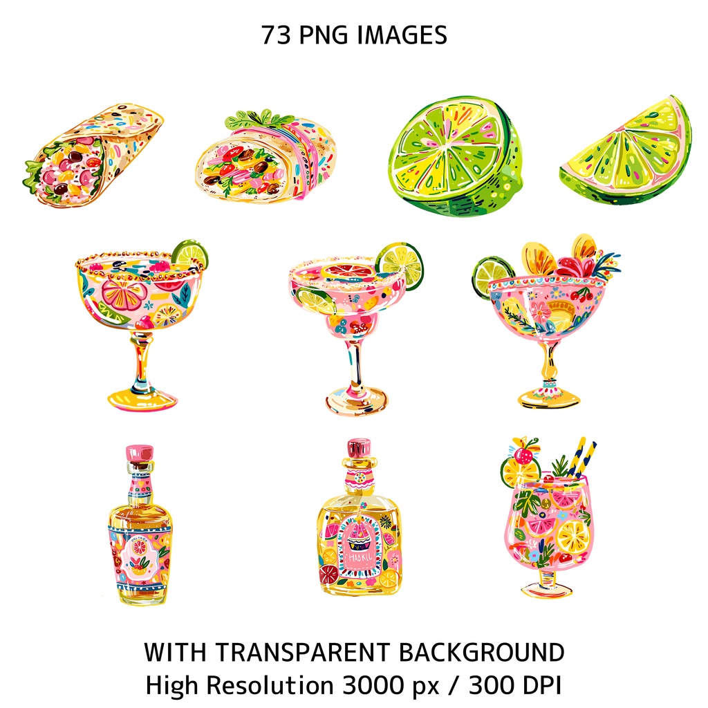 メキシカンフィエスタ クリップアート素材集|73点 PNG 背景透過|Cinco de Mayo / Fiesta Clipart