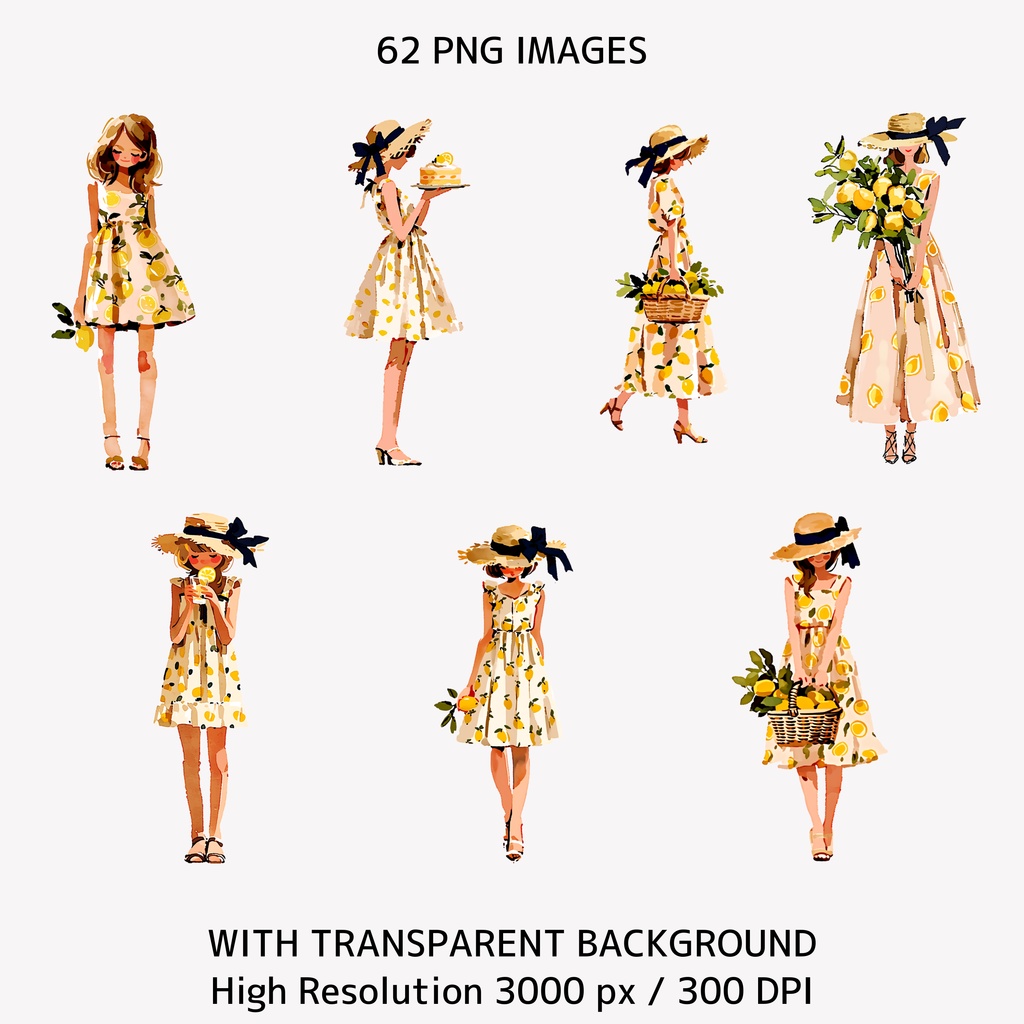 Italian Lemon Garden クリップアートセット(63点 / PNG素材)