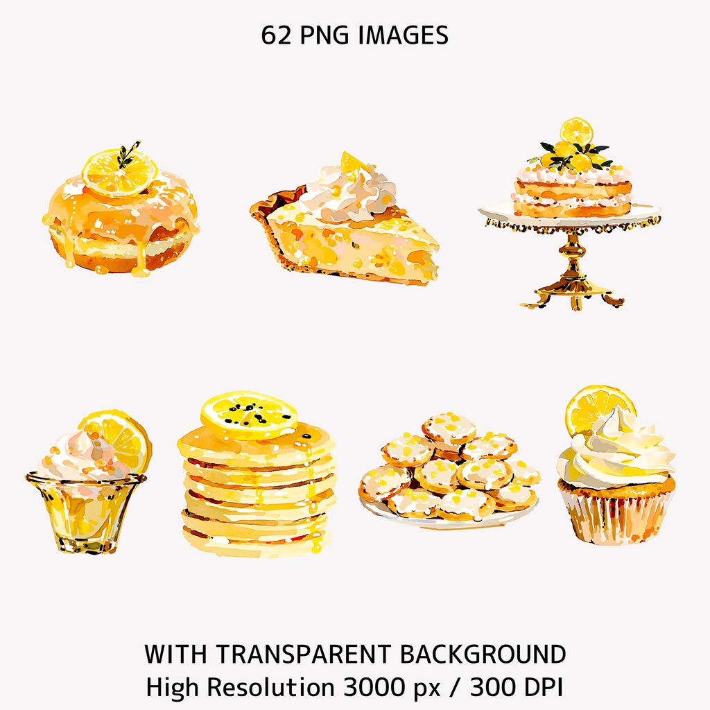 Italian Lemon Garden クリップアートセット(63点 / PNG素材)