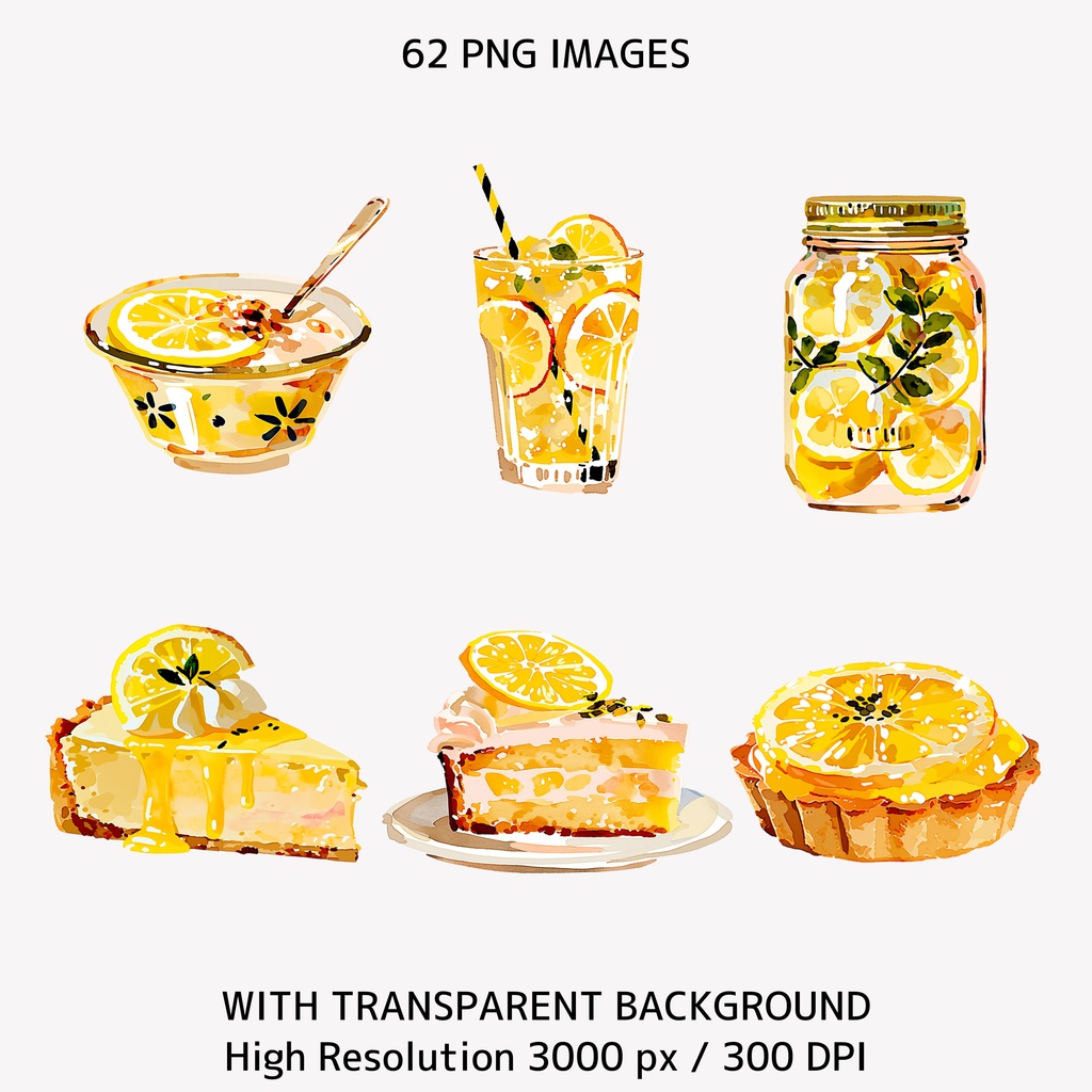 Italian Lemon Garden クリップアートセット(63点 / PNG素材)