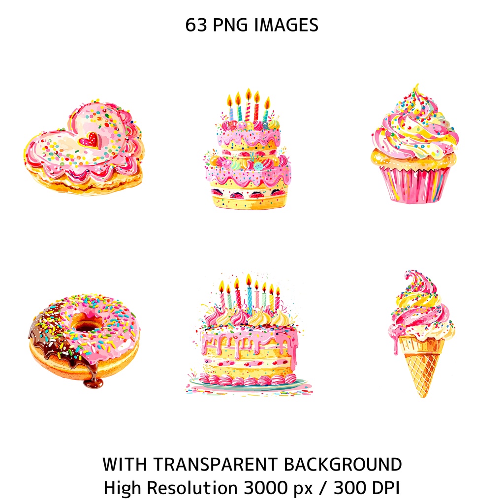 Birthday Party Animals Clipart(63点)かわいい動物バースデー素材 PNG
