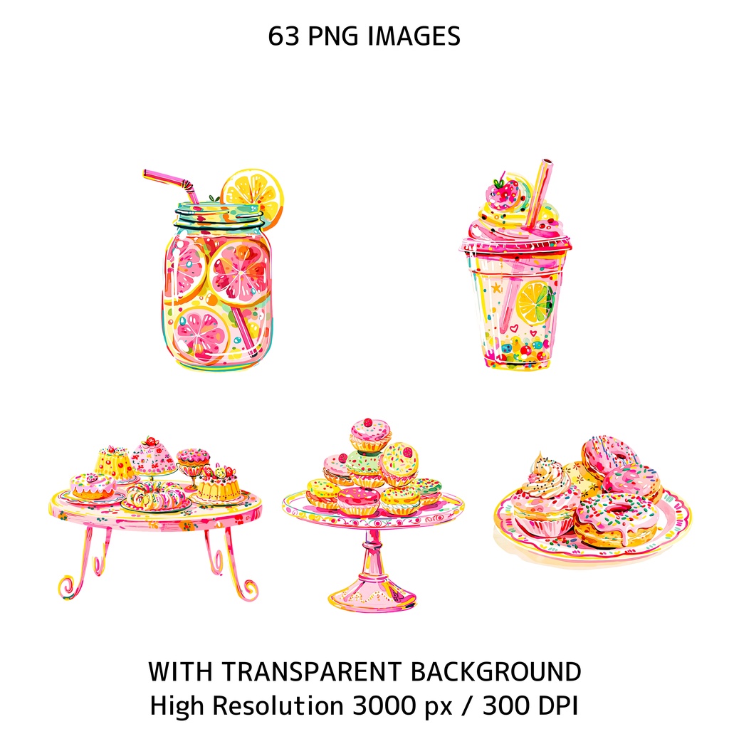 Birthday Party Animals Clipart(63点)かわいい動物バースデー素材 PNG