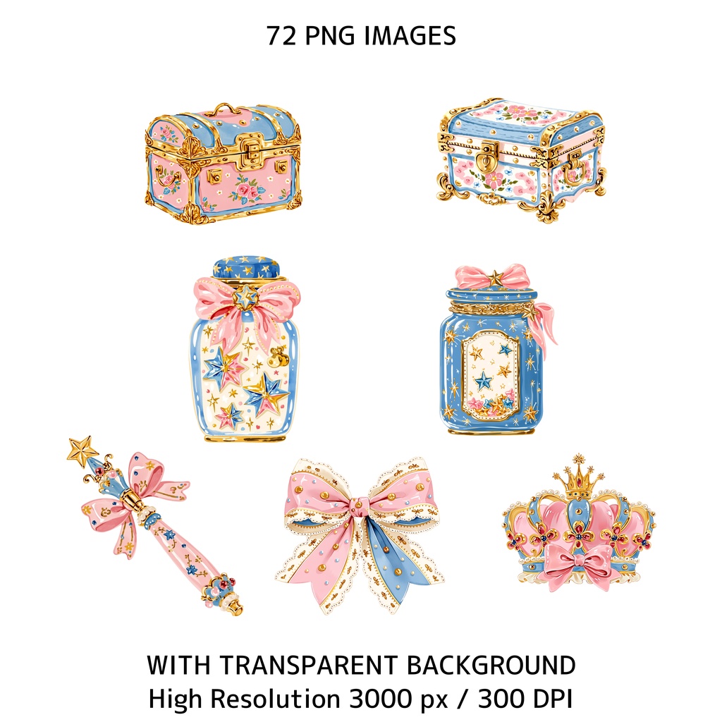 魔法の森クリップアート素材集|パステル動物&妖精PNGセット