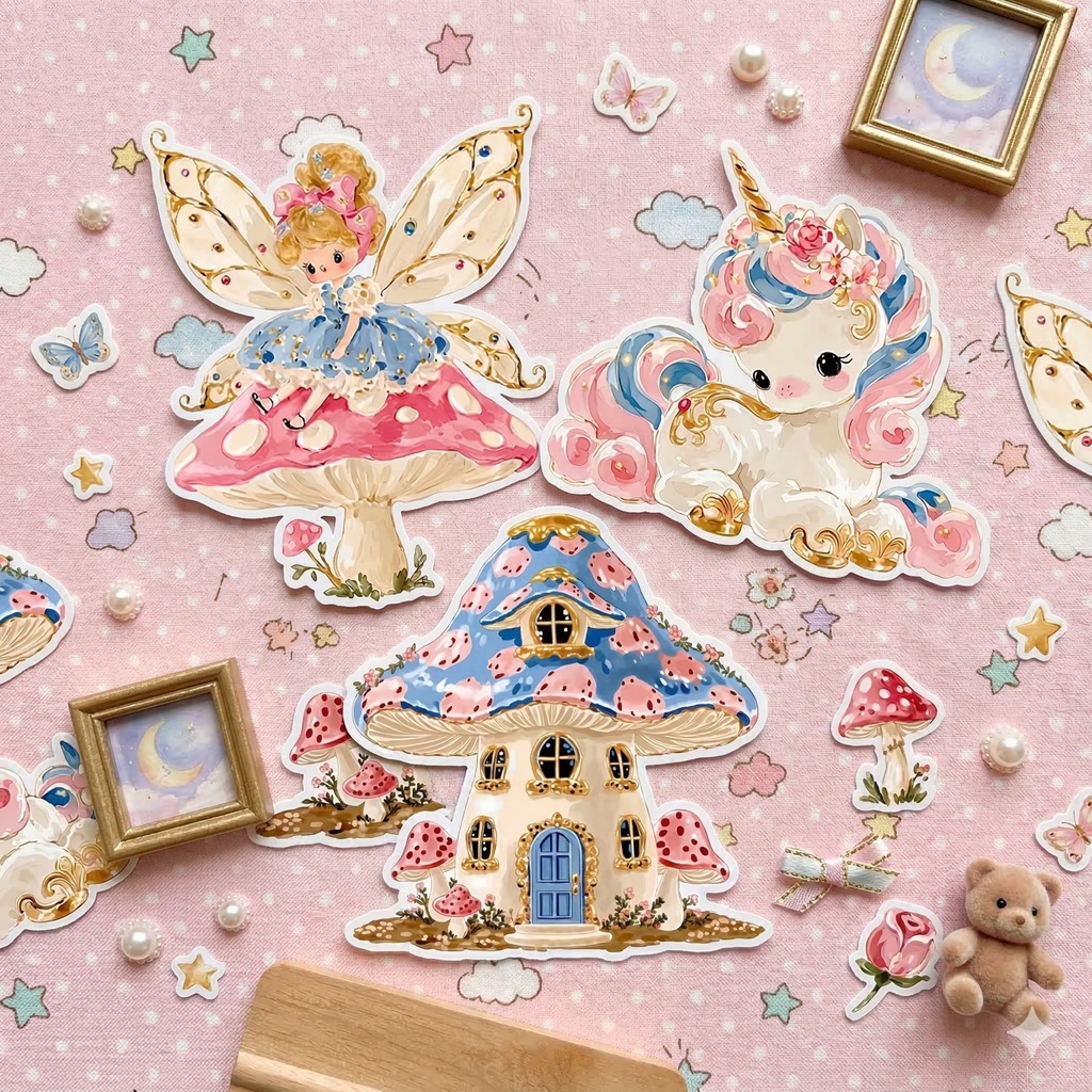 魔法の森クリップアート素材集|パステル動物&妖精PNGセット