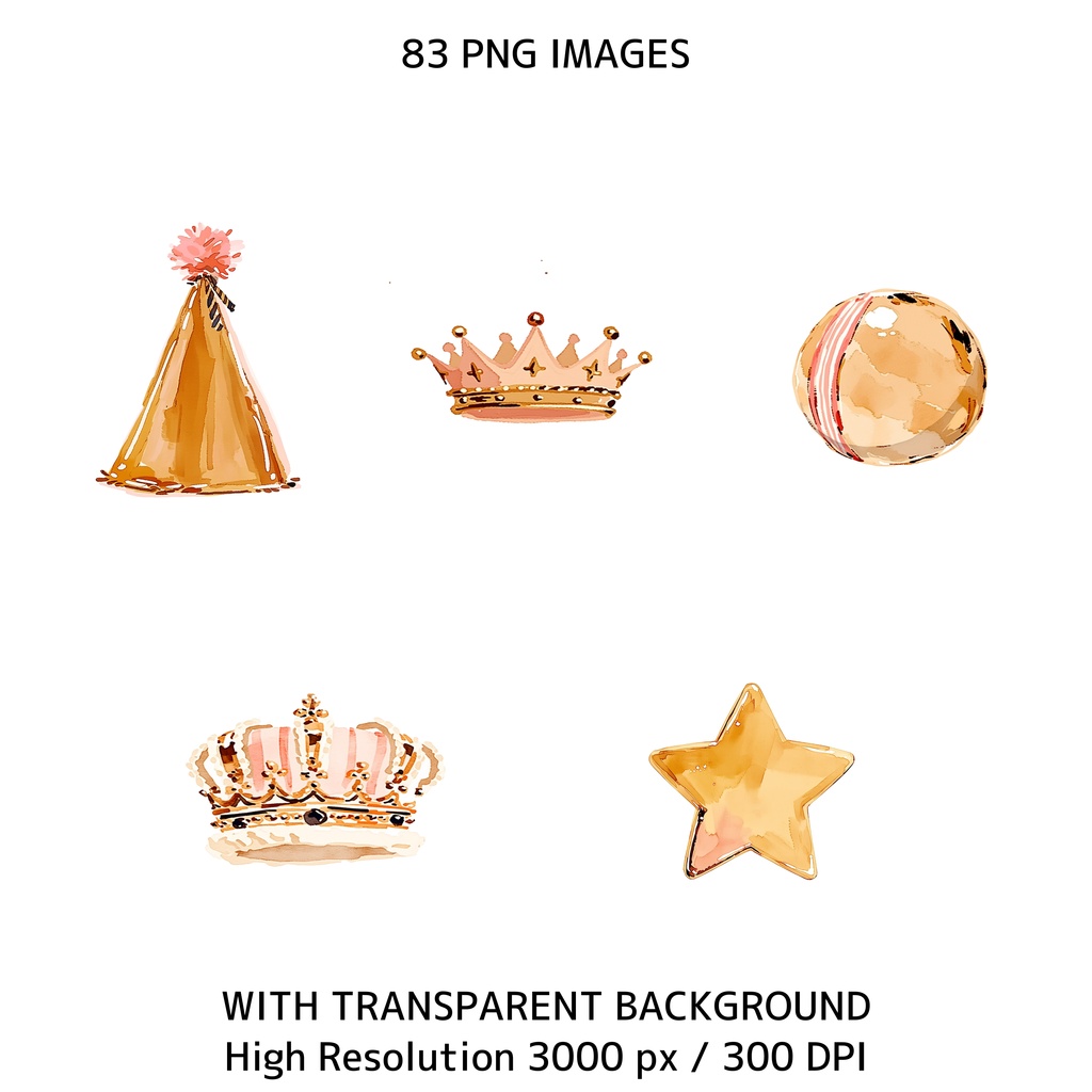 水彩犬クリップアートセット(83点PNG)犬イラスト素材 / 商用利用OK