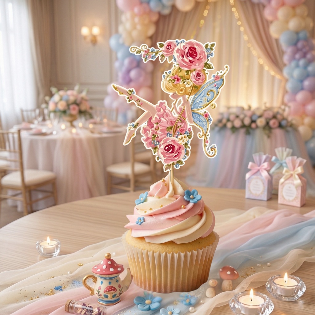 水彩風・妖精のお茶会クリップアートセット(背景透過PNG・商用利用可)85点