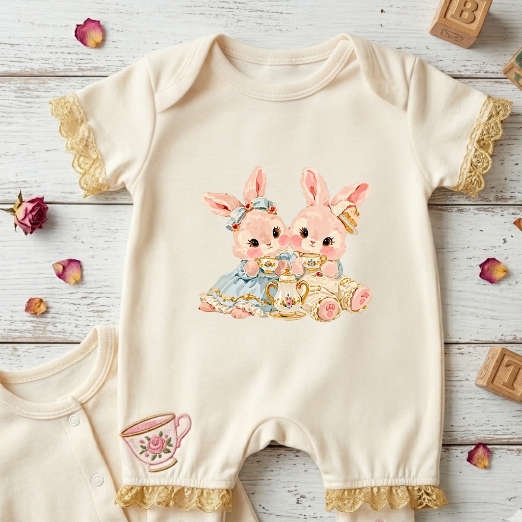 かわいいうさぎとティーパーティー クリップアート素材集 85点|透過PNG・300DPI|コテージコア・うさぎイラスト