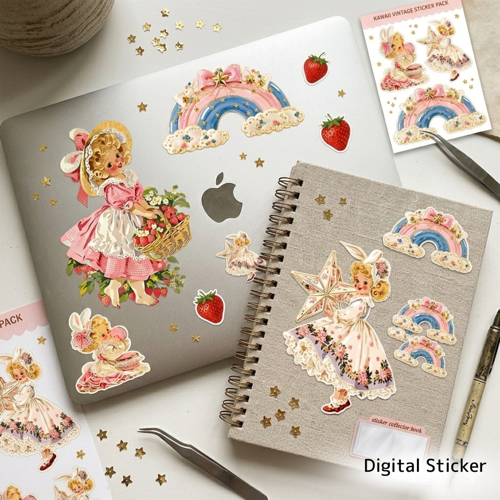 ソフトガール うさぎ耳女の子 クリップアート バンドル 83点 PNG|ジャンクジャーナル スクラップブッキング