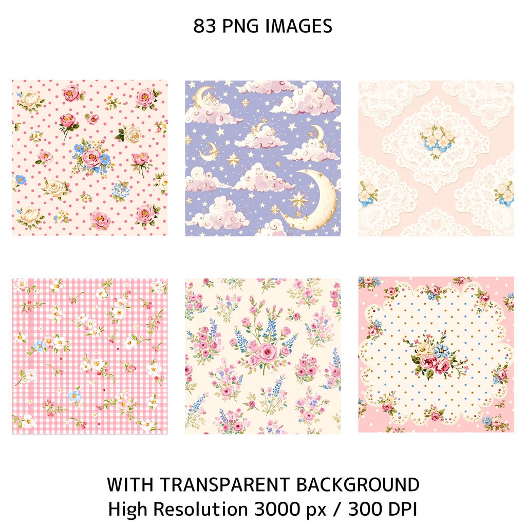 ソフトガール うさぎ耳女の子 クリップアート バンドル 83点 PNG|ジャンクジャーナル スクラップブッキング