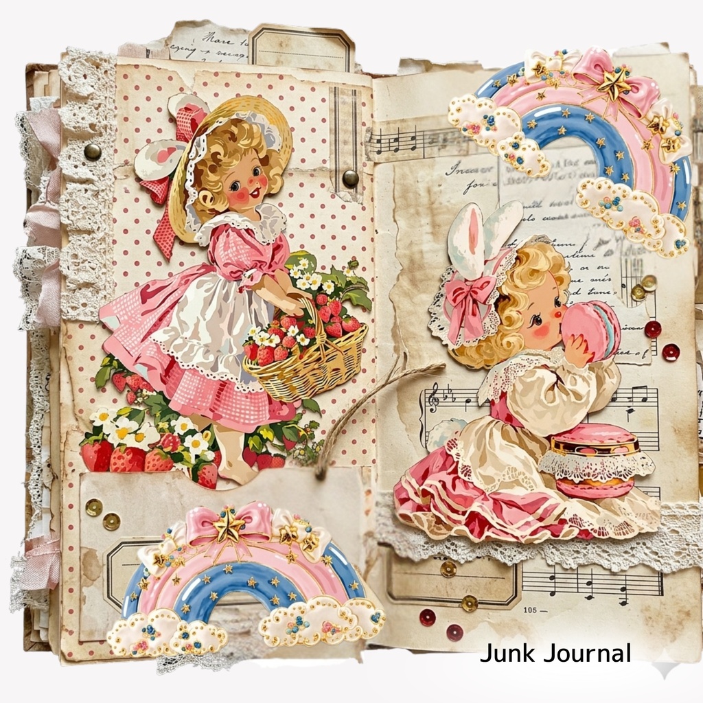 ソフトガール うさぎ耳女の子 クリップアート バンドル 83点 PNG|ジャンクジャーナル スクラップブッキング