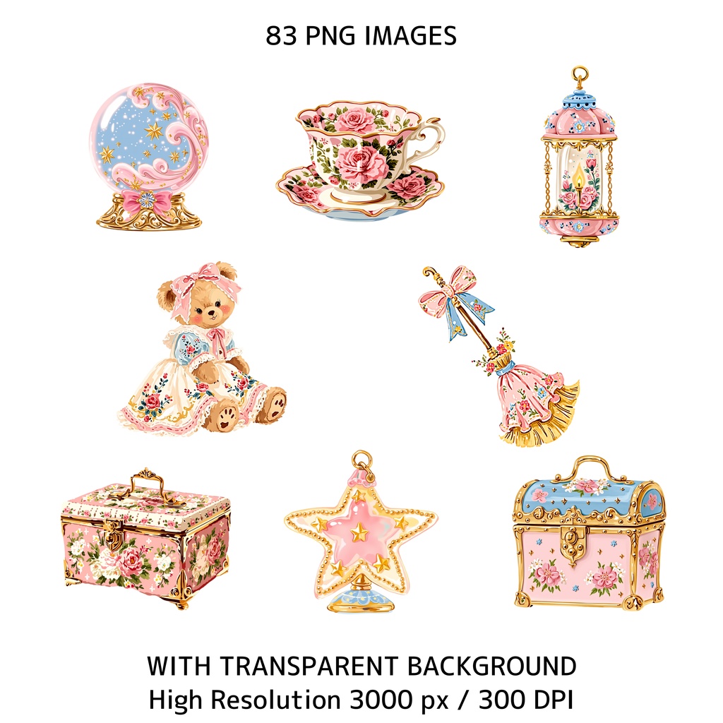 ソフトガール うさぎ耳女の子 クリップアート バンドル 83点 PNG|ジャンクジャーナル スクラップブッキング