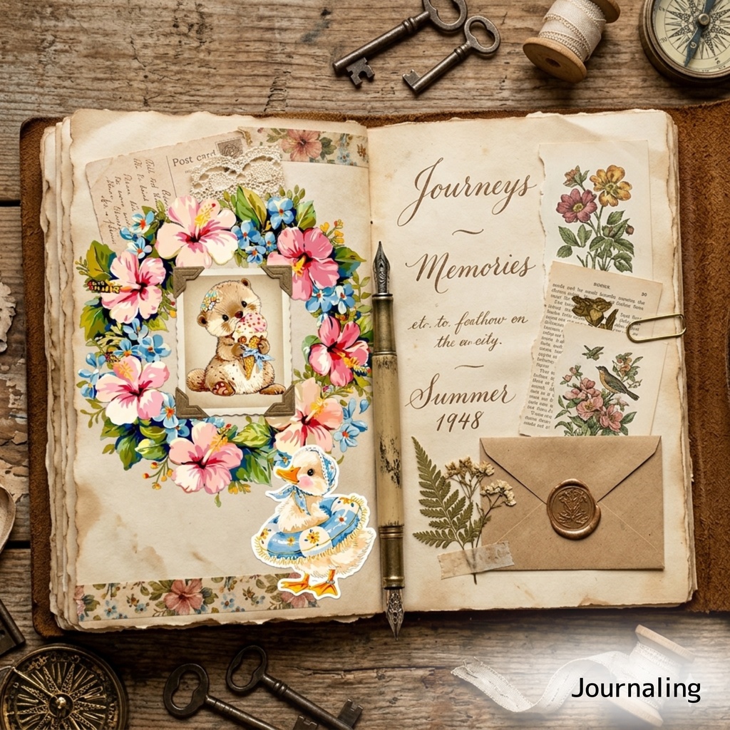 サマーコテージコア クリップアートバンドル|77点 水彩 PNG 透過背景|かわいい動物&ビーチ素材