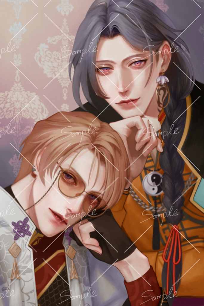 四角缶バッジ　蟠龍街流浪譚SSRのふたり