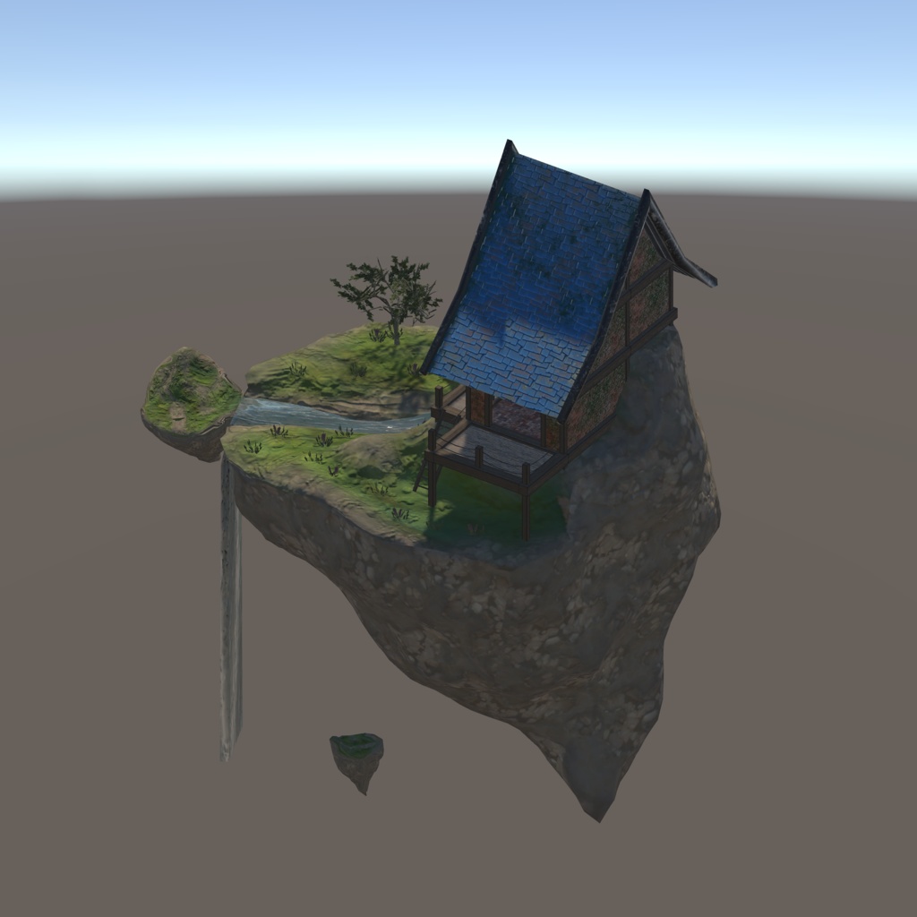 【3Dモデル】浮島+小屋セット(スタイライズ調)