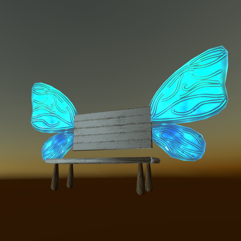 【無料モデル】エンジェリック・ウィング・ベンチ - VRChat&Unity向け3Dモデル