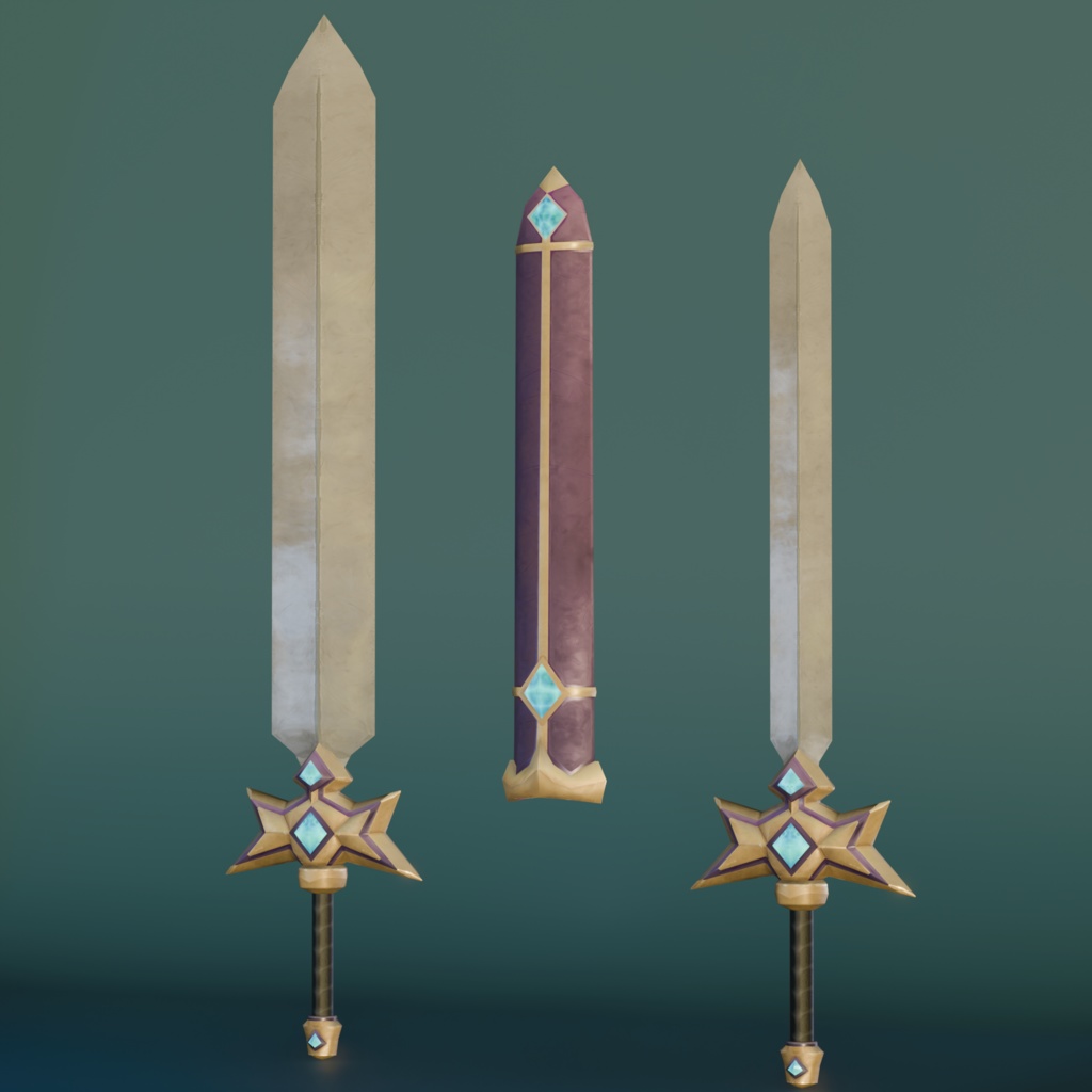 【3Dモデル】伝説の武器シリーズ(片手剣・鞘・両手剣・槍・弓・矢)