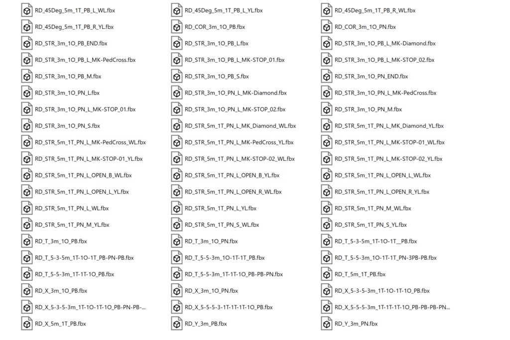 【3DModel】道路セット01(全60種)|Suburban Japan:Road Set 01