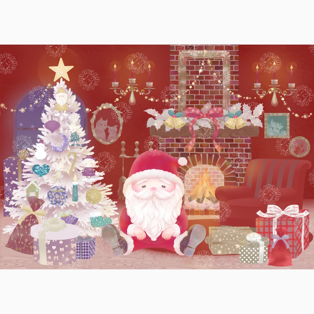 クリスマスツリーのある赤い部屋 Psd400レイヤー Jpgファイル オレンジノリコ Orange Norico Booth