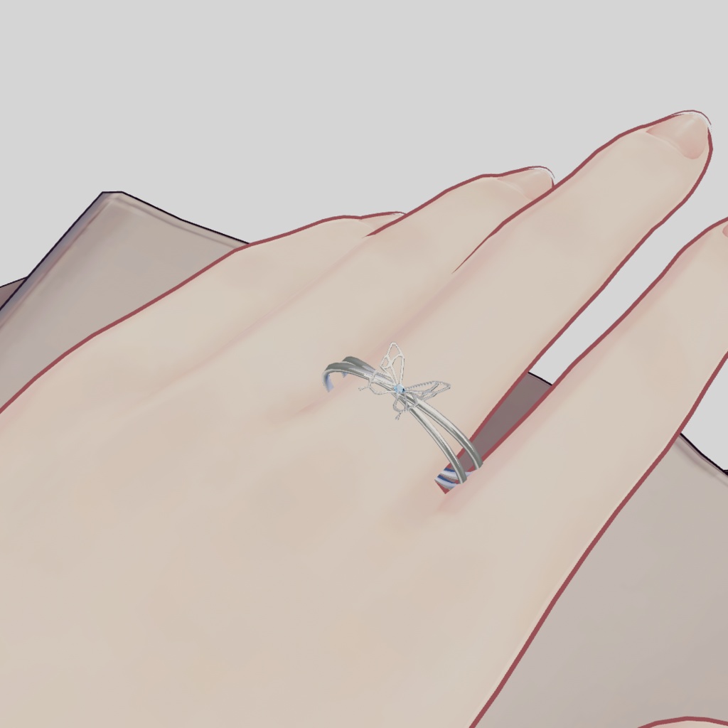 Butterfly ring & Drop pierced earrings SET