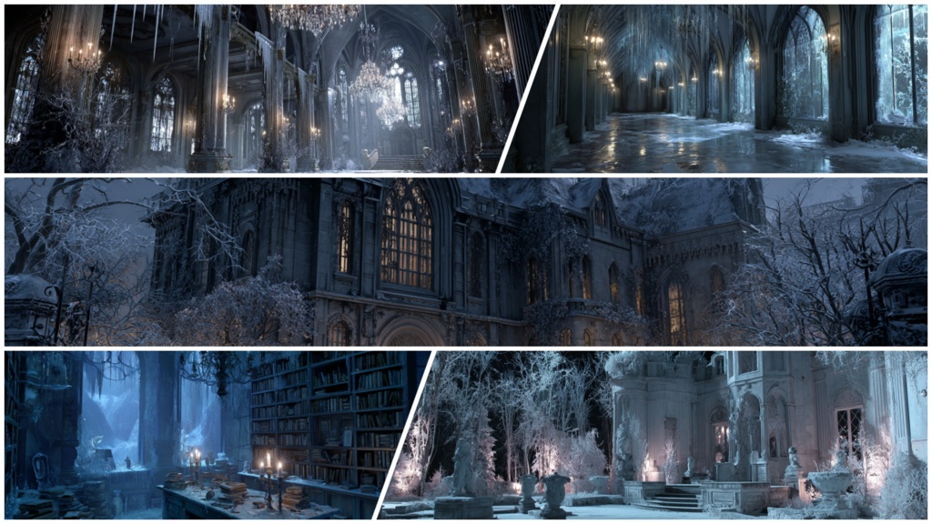 白銀の館パック – Gothic Silver Mansion Background Set – TRPG・ホラー背景素材集(10枚セット・商用利用可)