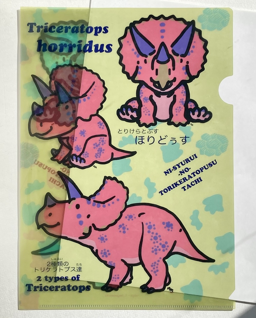 2種類のトリケラトプス(おまけペーパー付き)クリアファイル
