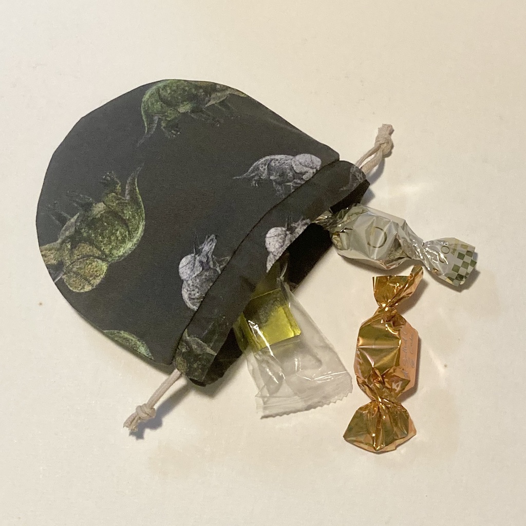 古生物柄 飴ちゃんを入れたくなる小さな巾着