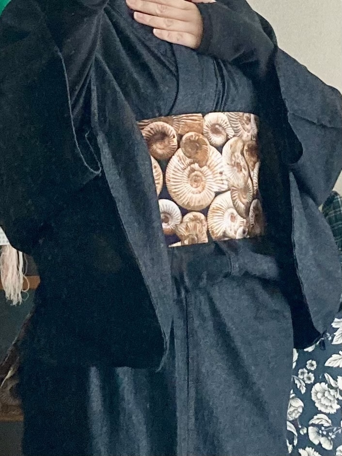 アンモナイト柄半幅帯:受注製作(注文後製作です