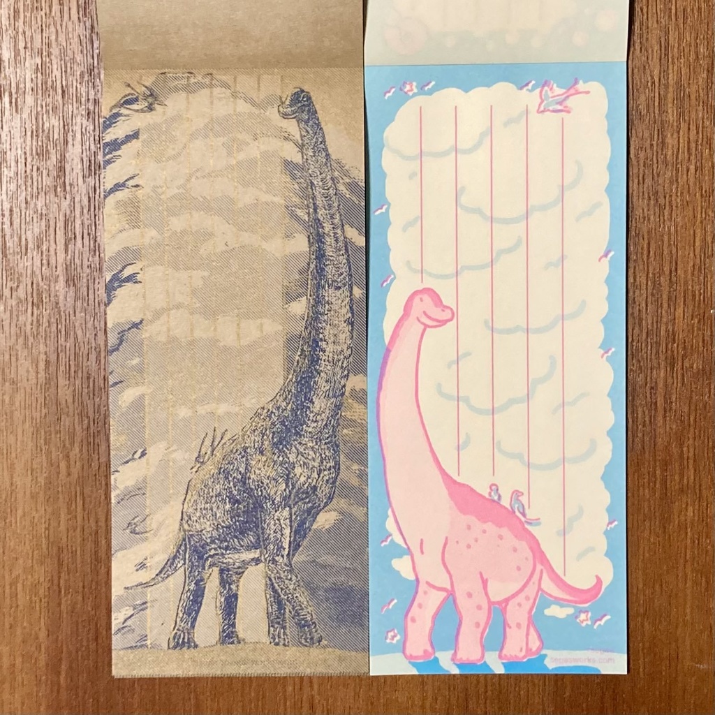 首の長い古生物一筆箋(渋スタイル)