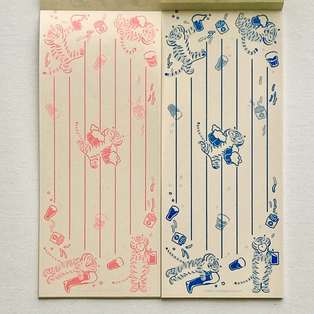 「ビールと揚げた芋とトラちゃん」一筆箋