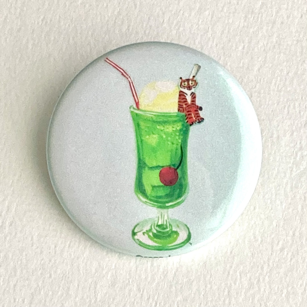 クリームソーダとトラちゃん φ57mm オーロララメ缶バッジ