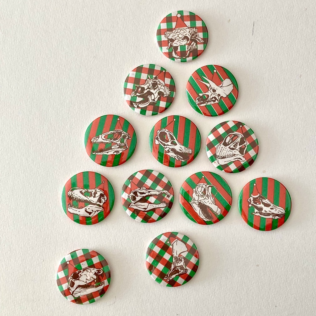 古生物クリスマスカラー φ44mm缶マグネット