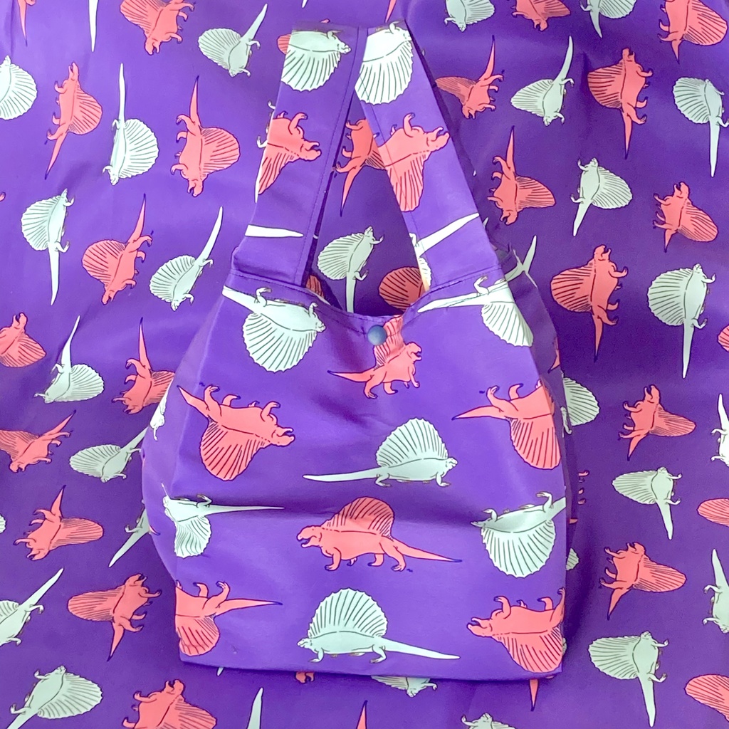 マチが広くてお弁当などの買い物向きのサブバッグ(ディメトロドン、エダフォサウルス)