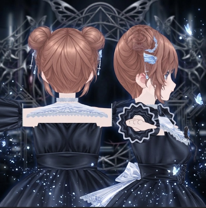 お団子+ヘッドドレス|触覚揺れ付き