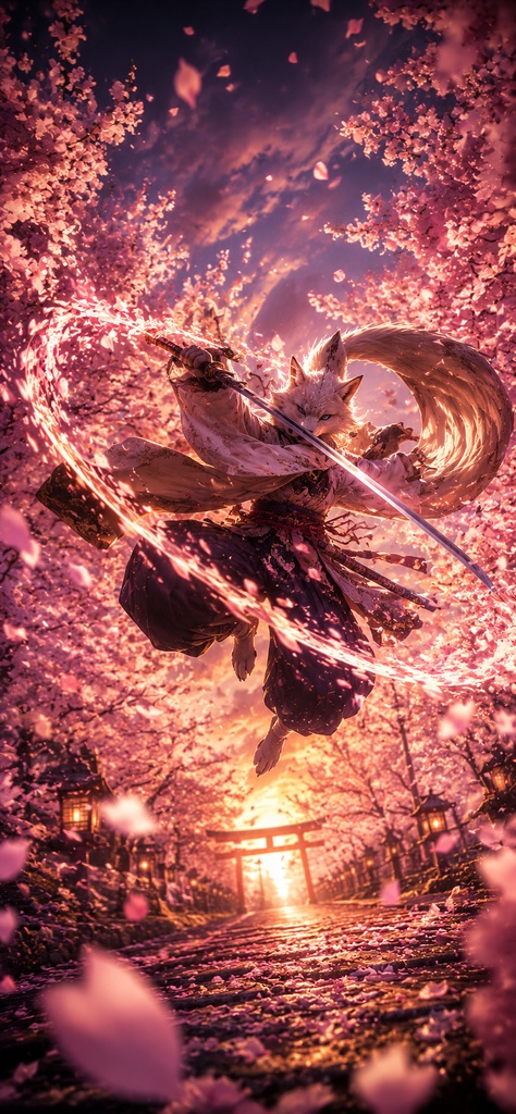 月桜の狐サムライ