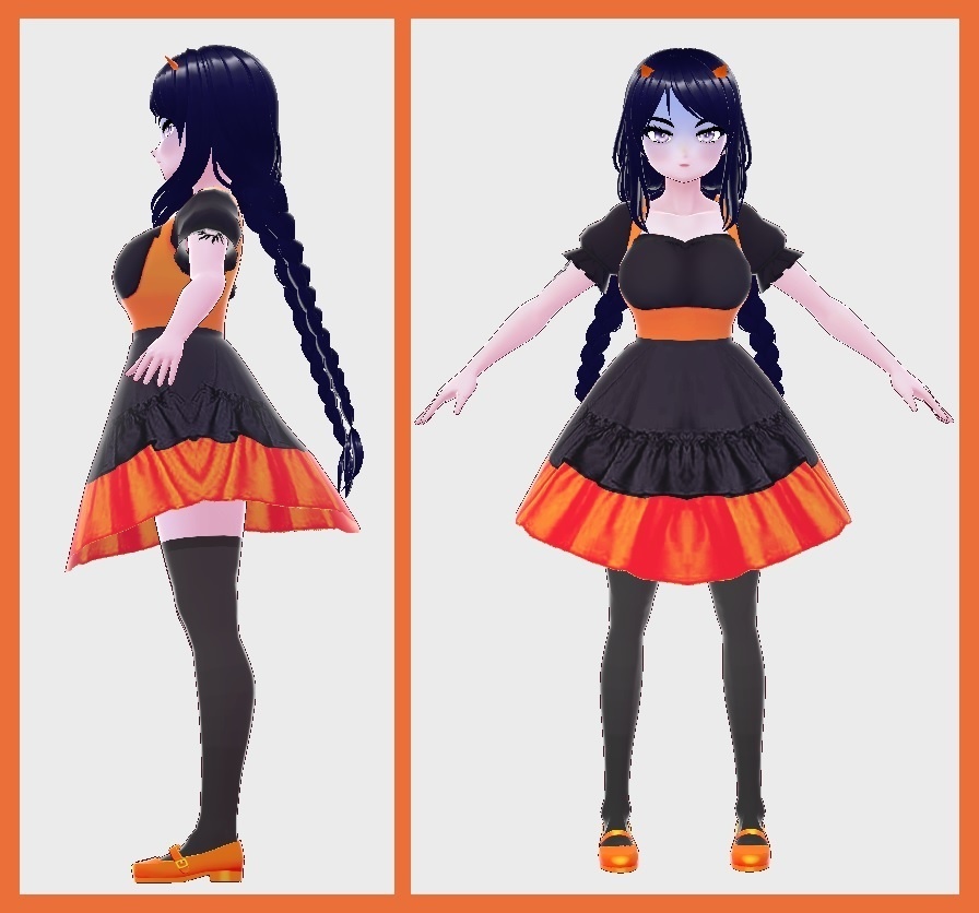 Halloween Dress Black & Orange 