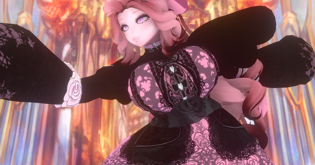 Black and pink gothic lolita dress