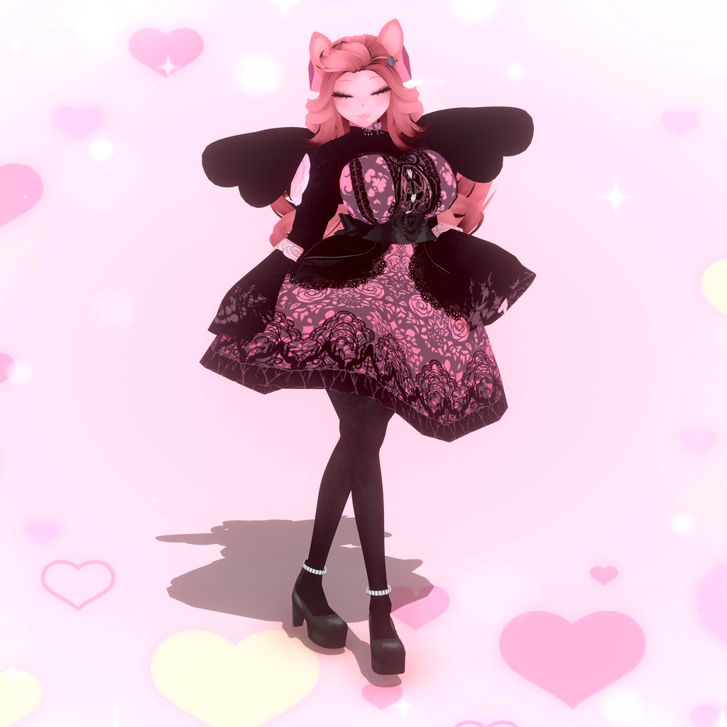 Black and pink gothic lolita dress