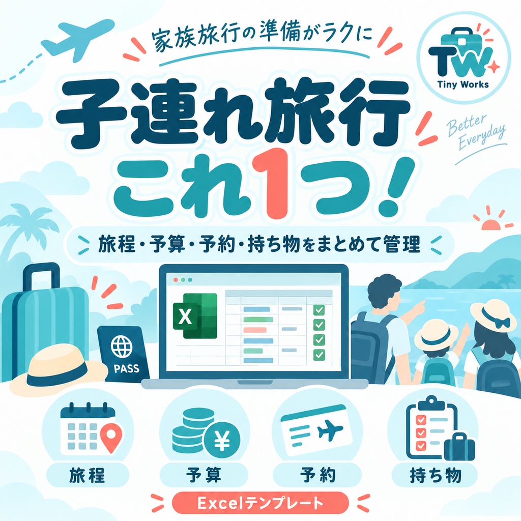 子連れ旅行これ1つ｜旅程・予算・予約・持ち物をまとめて管理できるExcelテンプレート