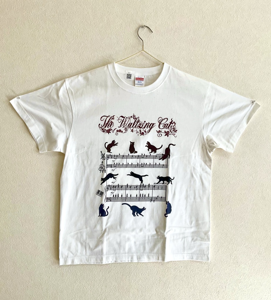 仔猫のワルツ　楽譜柄　ユニセックスTシャツ　XLサイズ　ホワイト