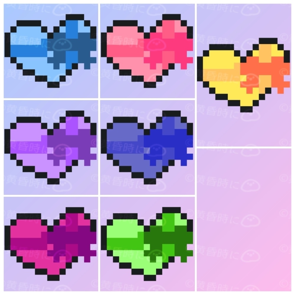 【ドット絵】ハートのラッピング(リボン)【全42枚】